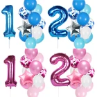 12 шт., Большие 40 дюймовые воздушные шары с цифрами для мальчиков и девочек, украшение на день рождения, Детские латексные воздушные шары с конфетти, Детские воздушные шары с номером для душа, баллон