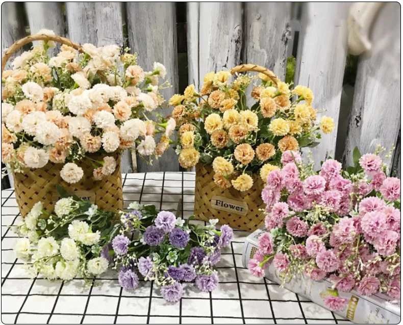 20 цветочных головок 1 букет Маленькие искусственные цветы гвоздики в европейском