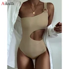 Новые цельные купальники для женщин 2021 сексуальные купальники на одно плечо летние однотонные бразильские купальные костюмы пляжные женские Монокини для плавания