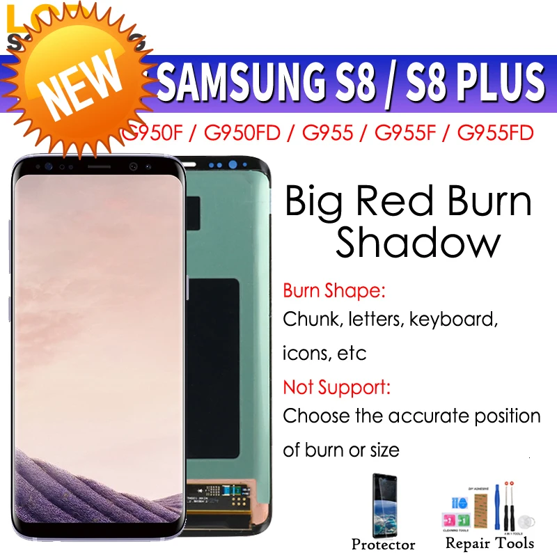 Большой жк-дисплей Burn-Shadow для Samsung S8 G950 G950F G950FD Plus G955 G955F дисплей сенсорный экран