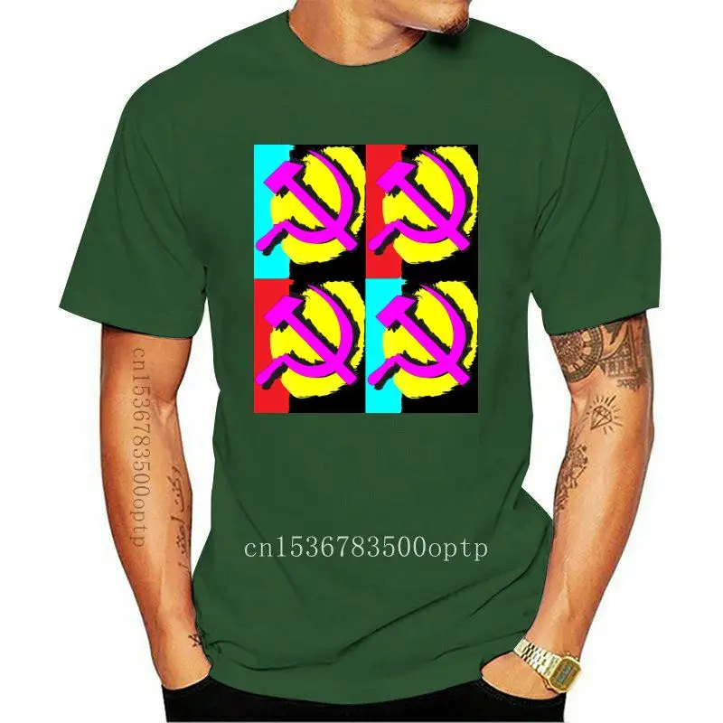 

pop art style h ammer and sickle t shirt Customized tee shirt O-Neck Family Loose Building summer Family shirt