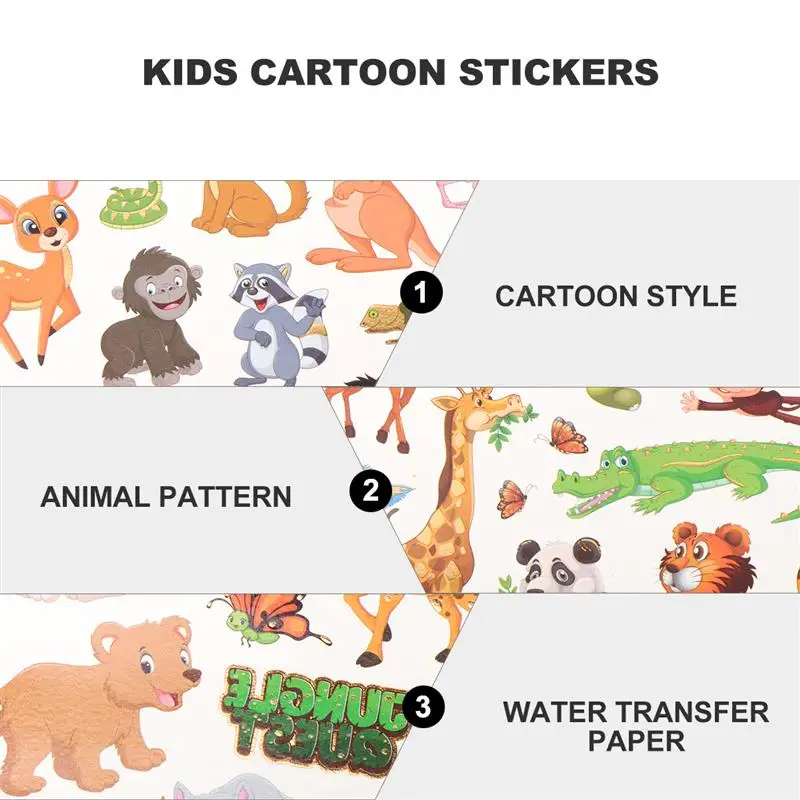 5 шт мультфильм животных татуировки Стикеры переводятся с помощью воды Бумага