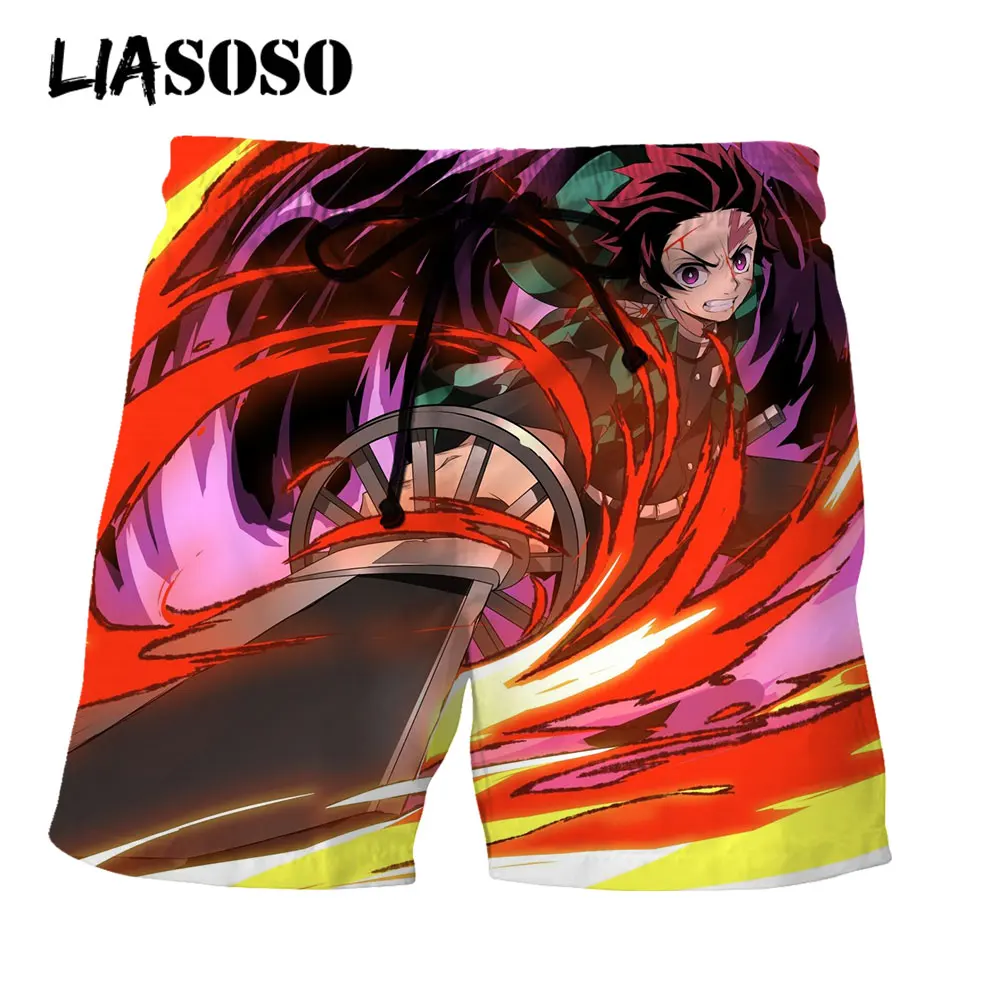 

LIASOSO Men Women Japanese Anime Demon Slayer Sword Beach Shorts Boardshorts Fashion Shorts 3D Print Boxer Trunks Streetwear
