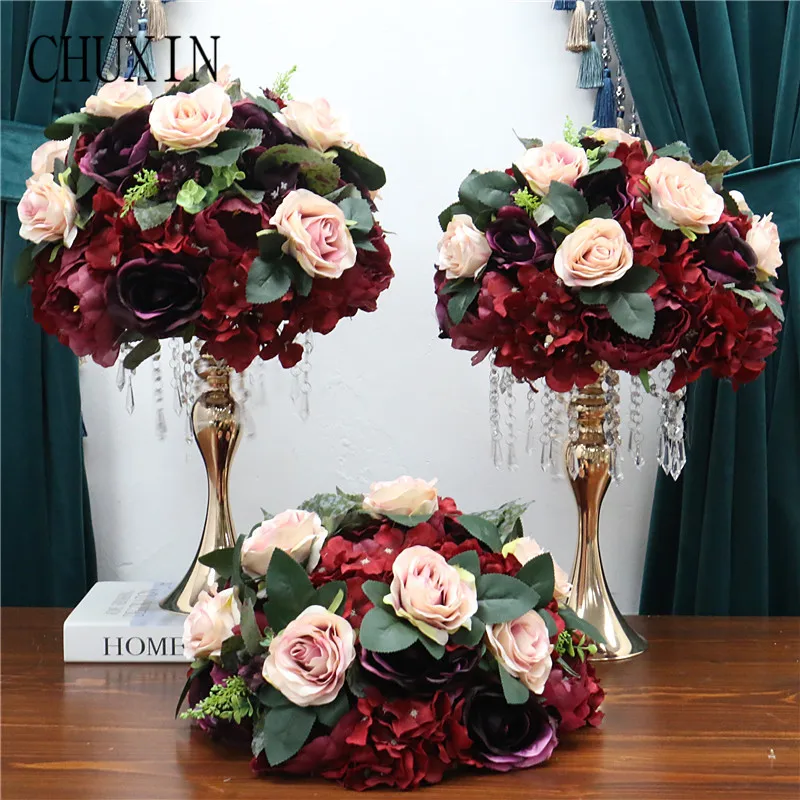 Декор для свадьбы в виде темно красного полусферического шара искусственная