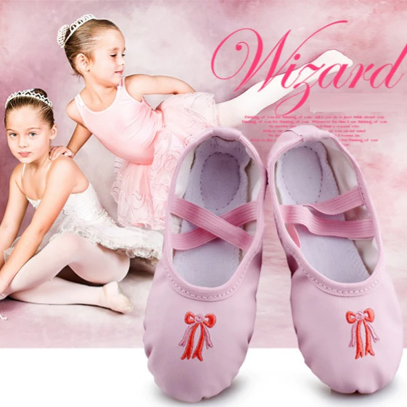 Балетки детские из ПУ кожи с вышивкой и мягкой подошвой | Спорт развлечения