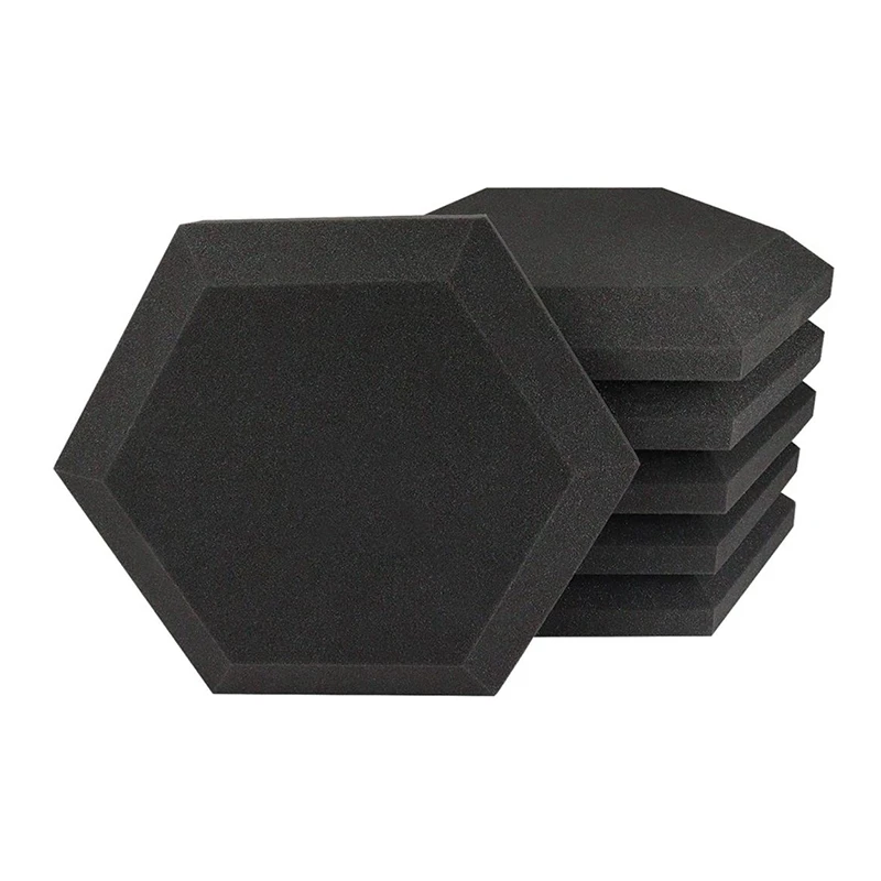 

6 Pcs Acoustic Foam Board,Hexagonal Studio Sloped Heel Board, Sound Insulation,for Sound Insulation &Acoustic Treatment