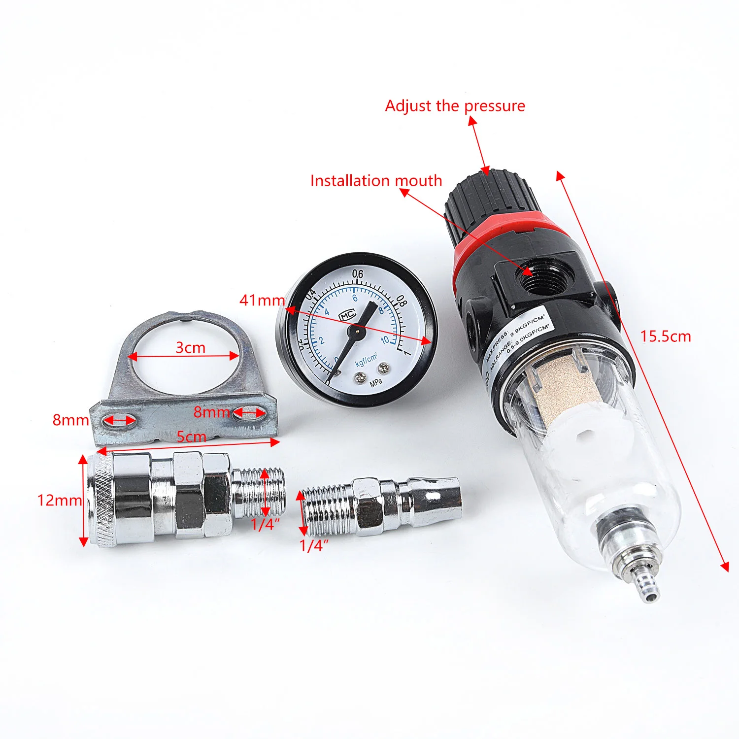 

1/4Air Pressure Regulator Oil/Water Separator Moisture Trap Filter Compressor