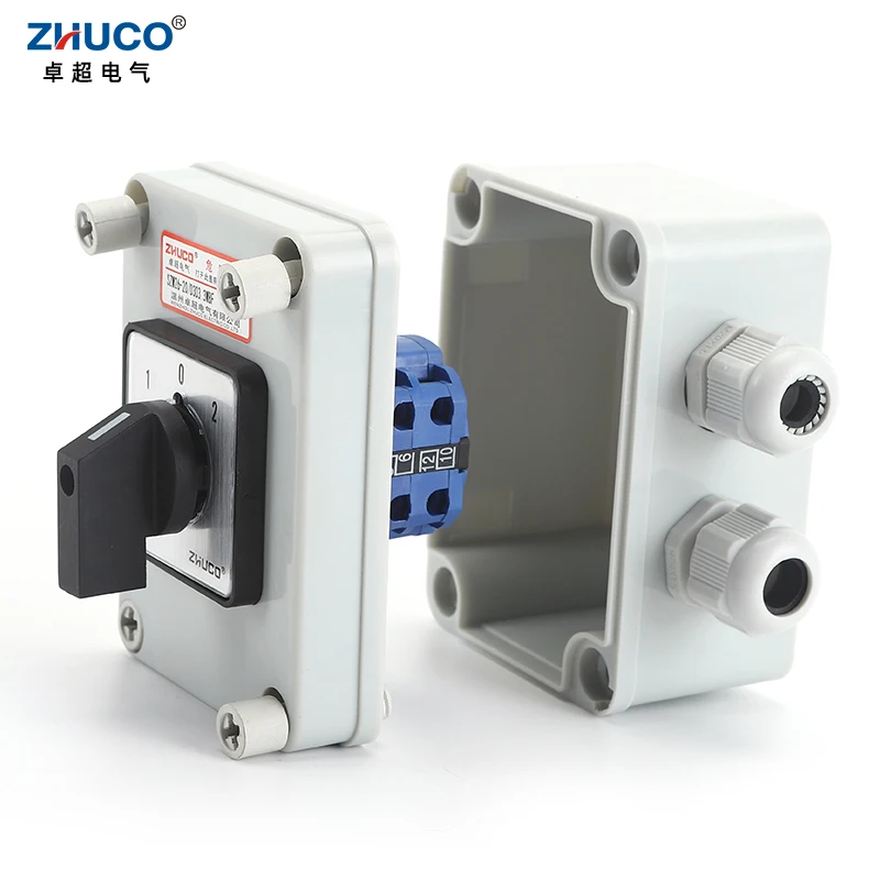 ZHUCO SZW26/LW26-20 D303.3 20A 3 Pole Custom Electric Universal Cam Changeover Switch With Waterproof And Dustproof Sealed Box