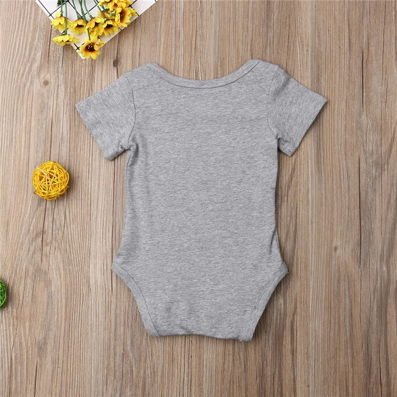 Cute Baby Boys Bodysuit Gray Short Sleeve Daddy Beard Letter Jumpsuits Print Newborn Playsuit Clothes | Детская одежда и обувь