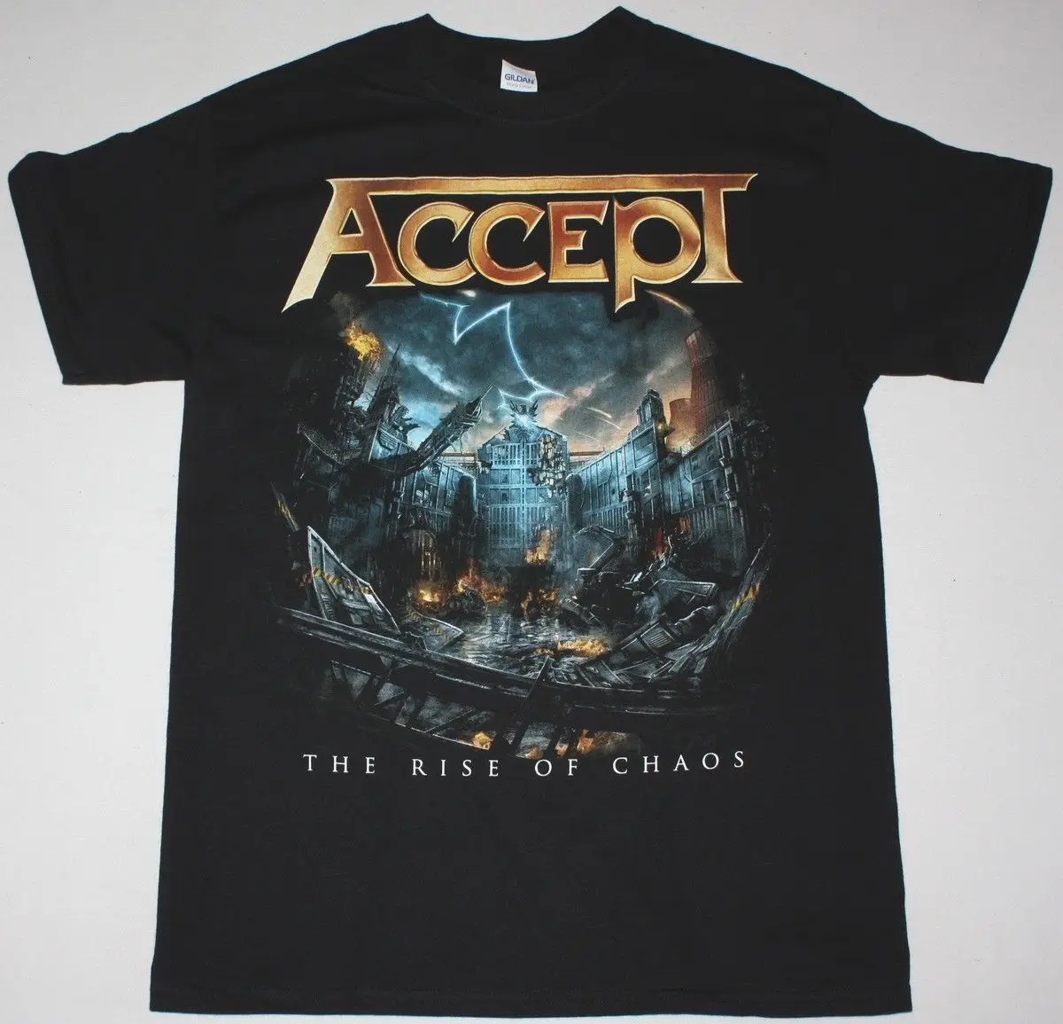 Принять RISE OF CHAOS BLACK T SHIRT HEAVY METAL U.D.O. Футболка JUDAS PRIEST SAXON размера плюс|Мужские