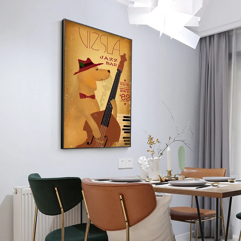 Милые животные играющие на гитаре художественные постеры и принты холсте