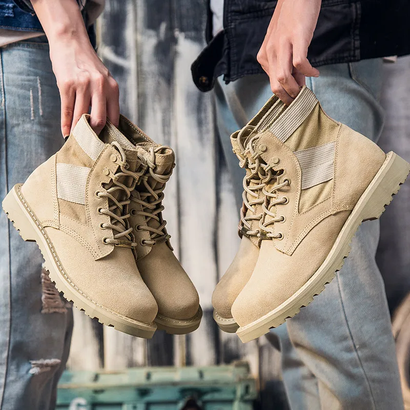 

2021 Winter New Couple Military Boots High Quality Special Forces Desert Boots Outdoor Non-Slip Combat Boots And Naked Boots