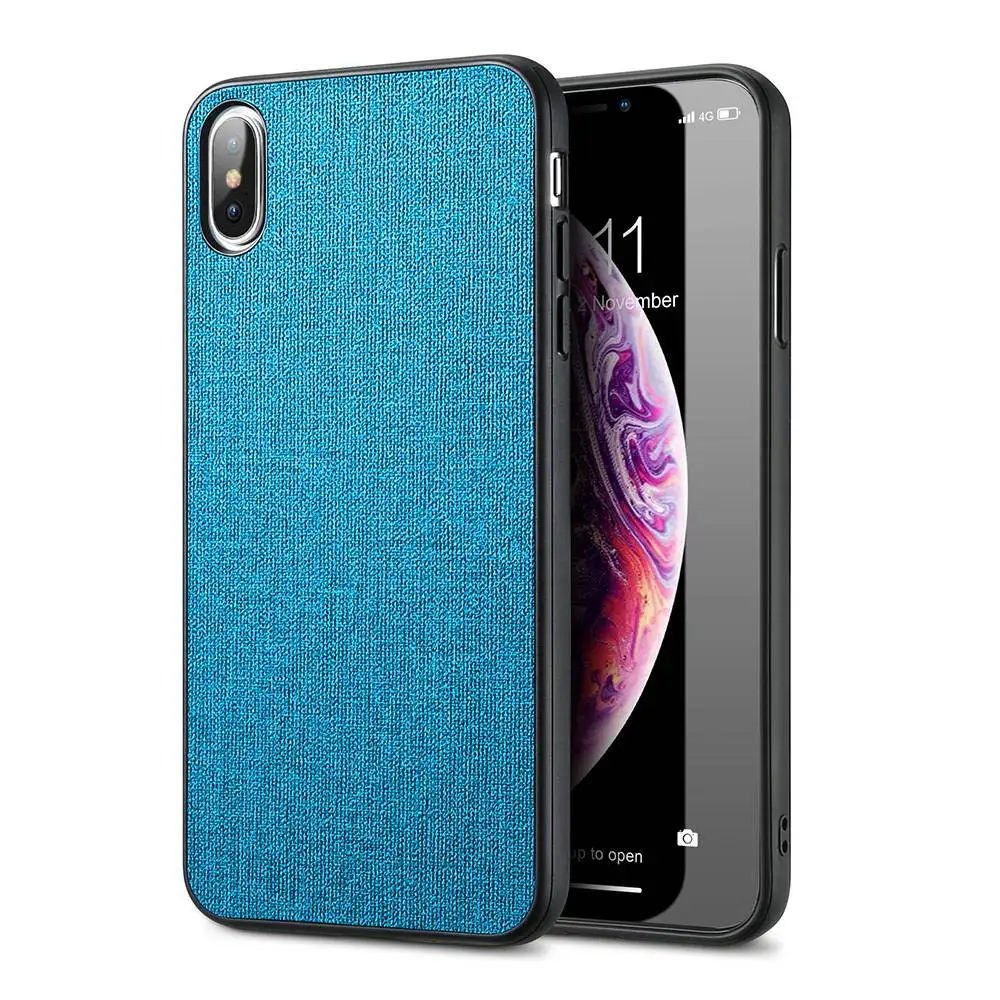 Deep Blue Роскошный тканевый текстурный чехол для iPhone XR XS Max X 11 Pro, мягкий ТПУ чехол для телефона чехол для iPhone 5 5S SE 6 6S 7 8 Plus - Цвет: Deep Blue