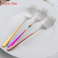 79pcs long handle dinner fork stainless steel korean black fork hotel restaurant party supplies dinnerware steak gold fork