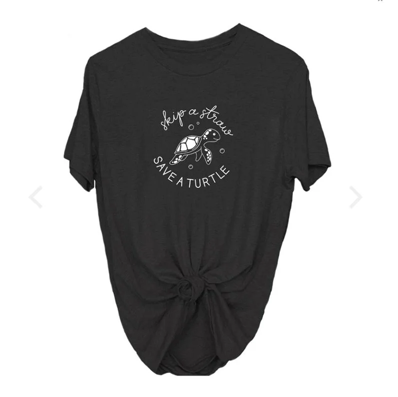 Модная женская футболка с рисунком черепахи надписью Sea Protect белая черная