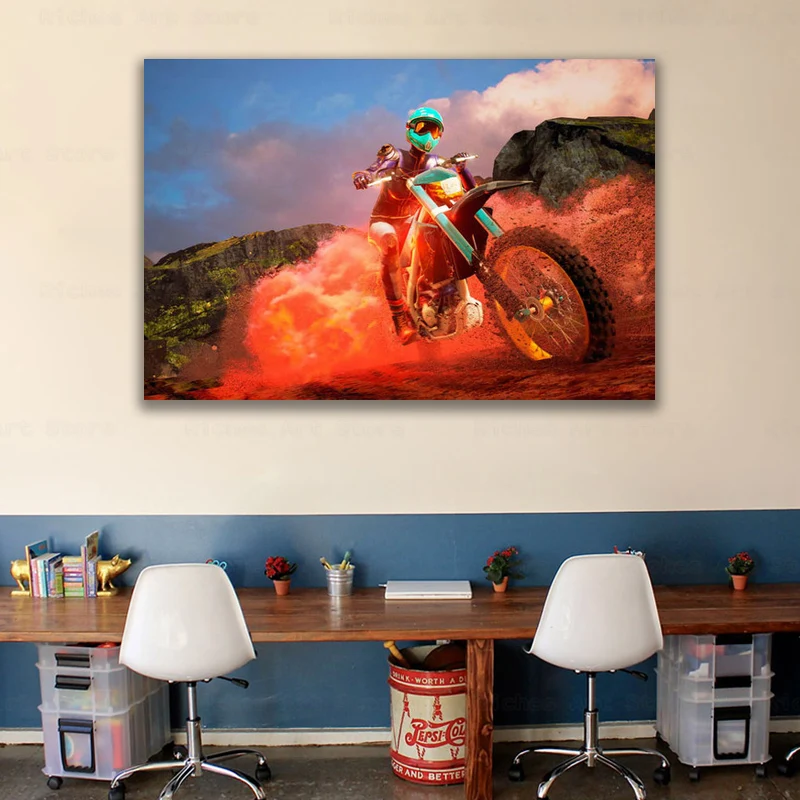 

Man Mountain Motorcycle Picture On The Wall Posters and Prints for Living Room Home Decor Canvas Painting Wall Art Frameless