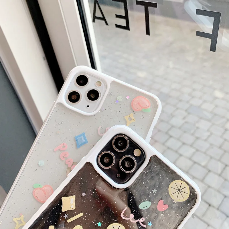 

Siliocne Soft Capa Luxury Glitter Transparent Case For iphone 11 Pro Xs Max SE 2 2020 case 7 8 plus X XR Back Cover Cute Clear