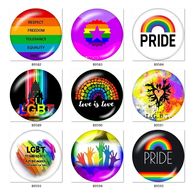 

multicolor rainbow FREE LOVE PRIDE LGBT 12mm/18mm/20mm/25mm Round photo glass cabochon demo flat back Making findings B9582
