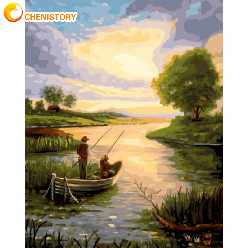 

CHENISTORY Landscape Painting By Number DIY Kit On Canvas Drawing Coloring Handmade With Frame Picture By Number Home Decor Art