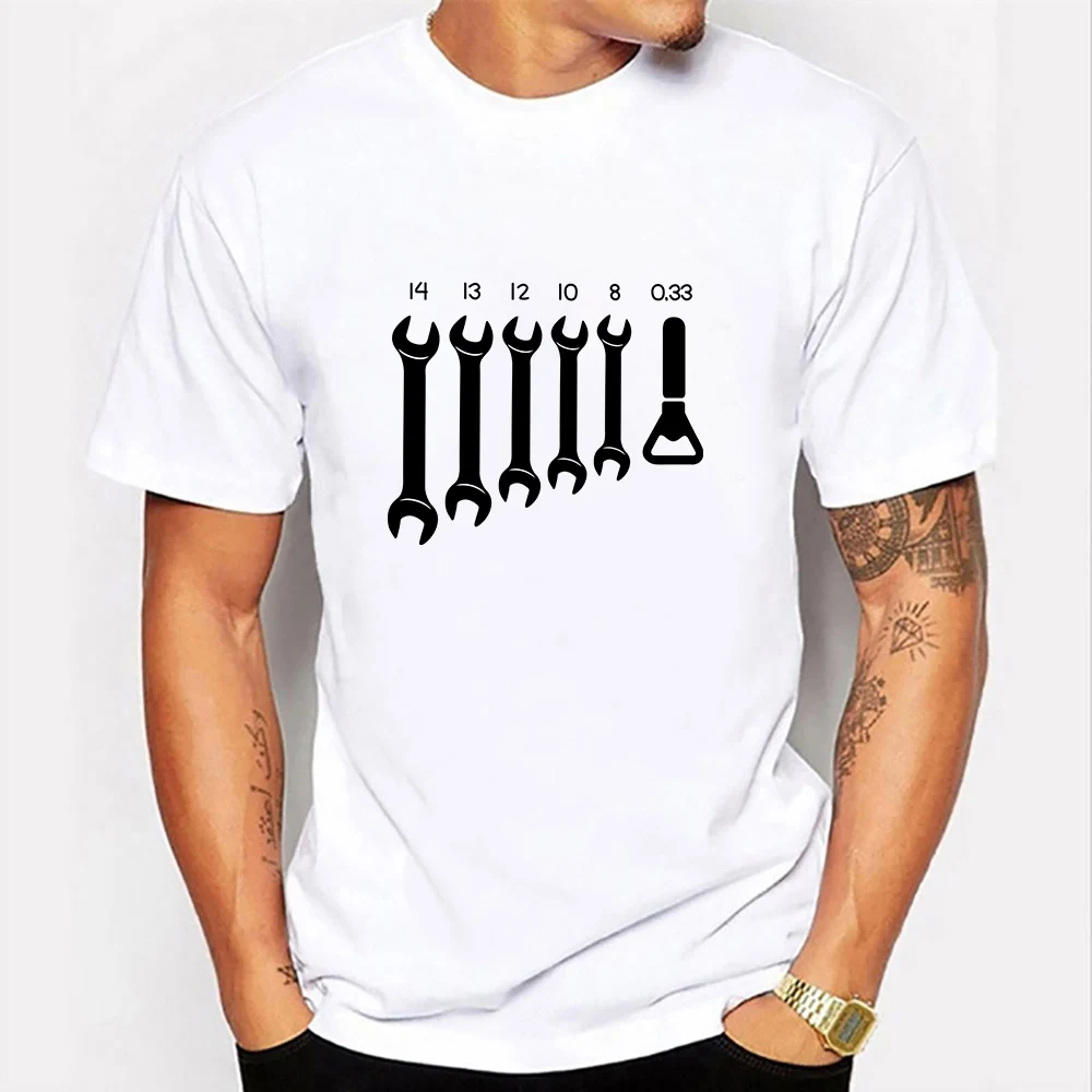 

Funny Print Summer Men T-shirt Short Sleeve Harajuku Casual Fashion Retro Basic Kawaii Wrench Tool Graphic T Shirts Men Clothing