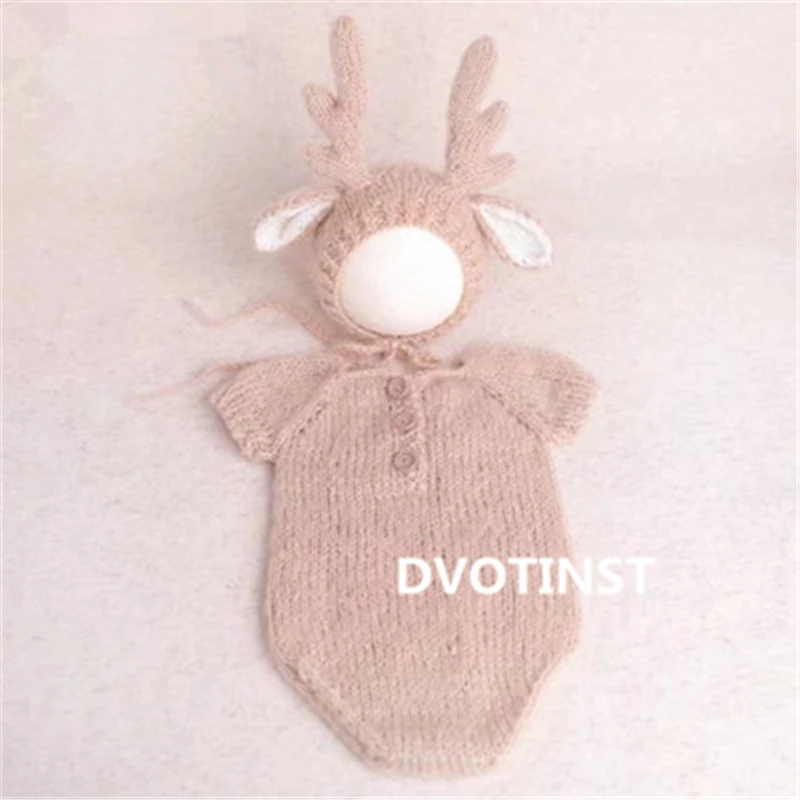 Реквизит Dvotinst для фотосъемки новорожденных вязаная крючком одежда шапка
