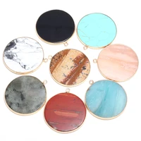 natural stone pendants connector protomorph semi precious stone edging necklace pendant for diy jewelry making size 40x45 mm