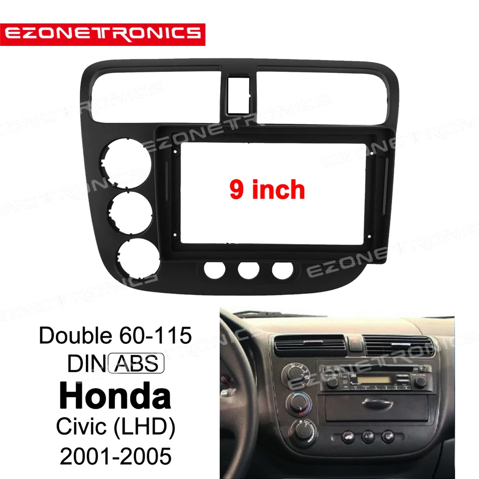 

2Din 1din Car DVD Frame Audio Fitting Adaptor Dash Trim Facia Panel 9inch For Honda Civic LHD 2001-2005 Double Din Radio Player