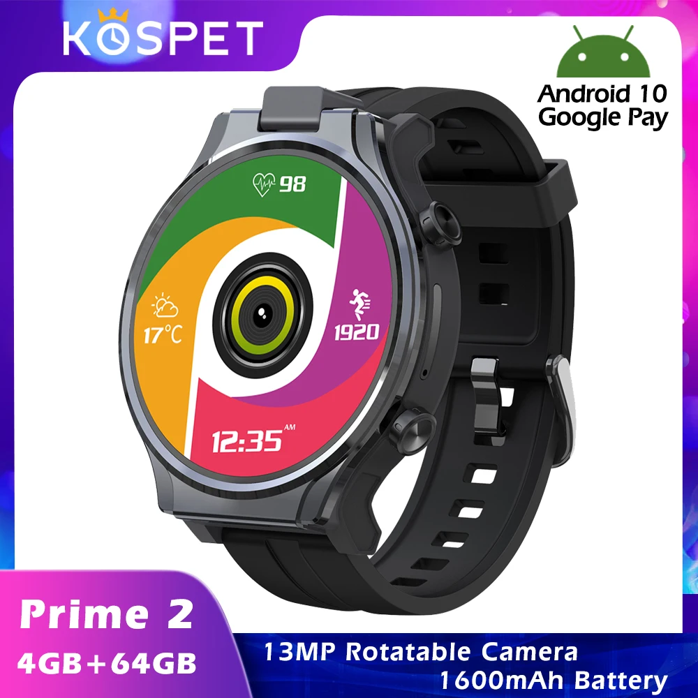Смарт часы KOSPET PRIME 2 4G 1600 мАч 13 МП 1 дюйма 4 + 64 ГБ Bluetooth 5 0 Android 10|Смарт-часы| |