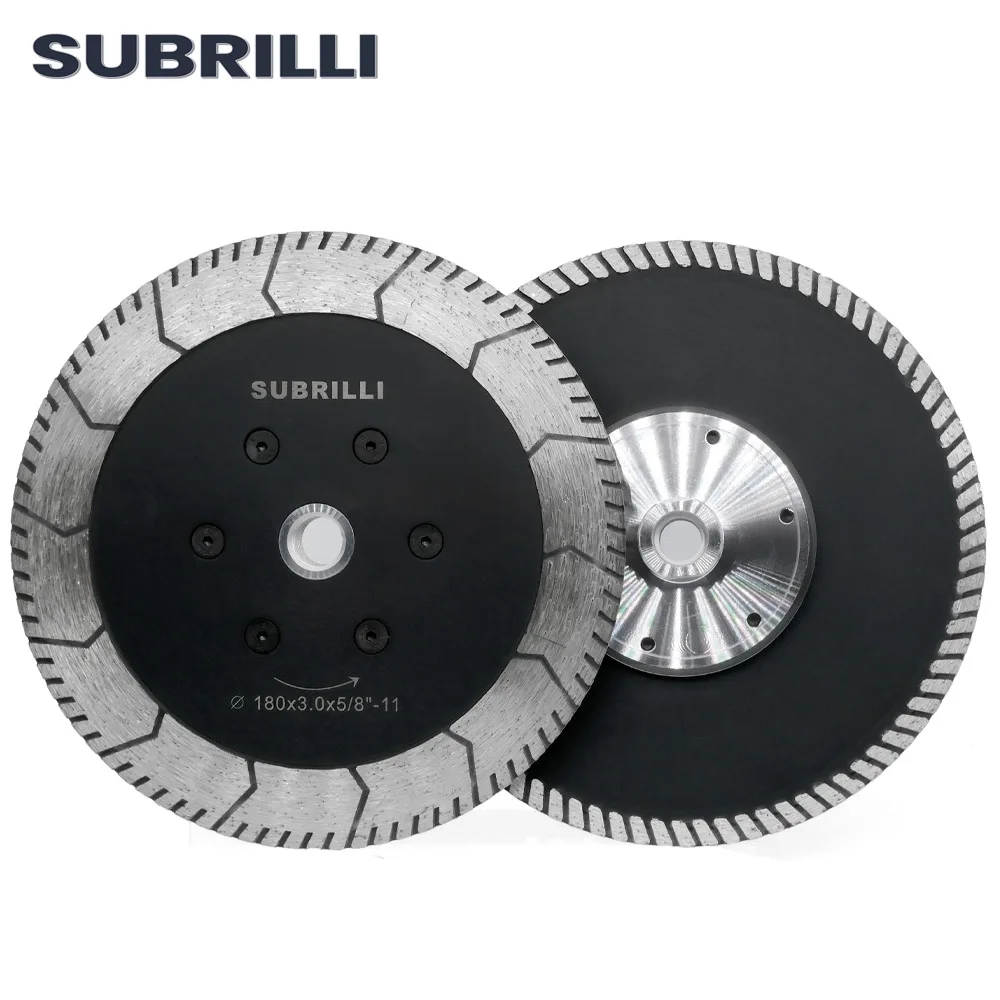 

Алмазный шлифовальный режущий диск SUBRILLI, двойной турбопильный диск 180 мм, диаметр 7 дюймов, Круглые Лезвия для гранита, бетона с фланцем