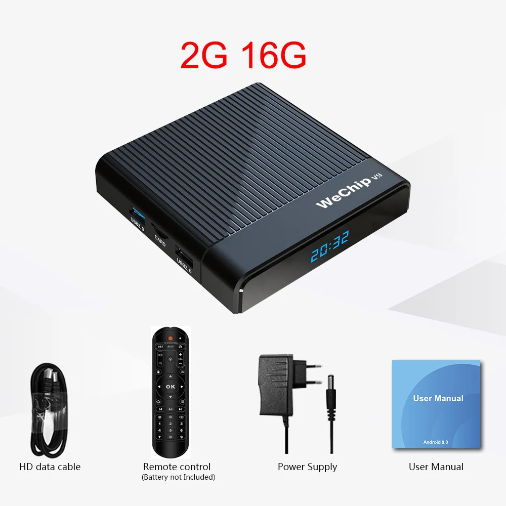 2GB 16GB ТВ-приставка Wechip V9 Android 9,0 Amlogic S905X3 DDR3 4 Гб юаней 2,4 г/5 г Wifi Bluetooth 4,0 ТВ приставка YouTube 1080P HD плеер - Цвет: 2GB 16GB