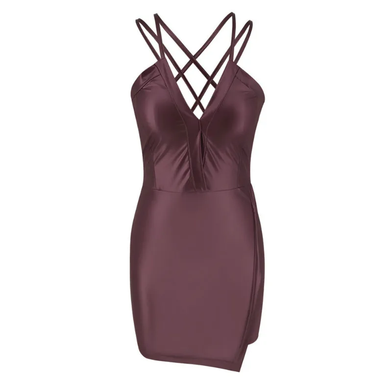 Женское осеннее базовое сексуальное облегающее мини-платье из кожи для