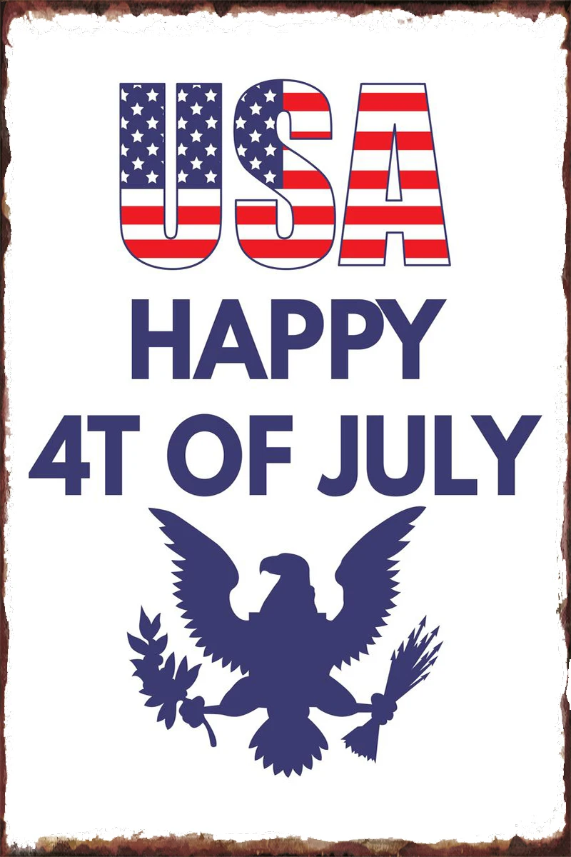 

Жестяная Табличка Happy 4 July, Жестяная Табличка, декор для стен, украшение для комнаты, Ретро винтажный металлический знак для художественного ...
