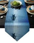 Парусная лодка ночное небо море настольная дорожка Флаг украшения для домашней вечеринки скатерть настольная дорожка s