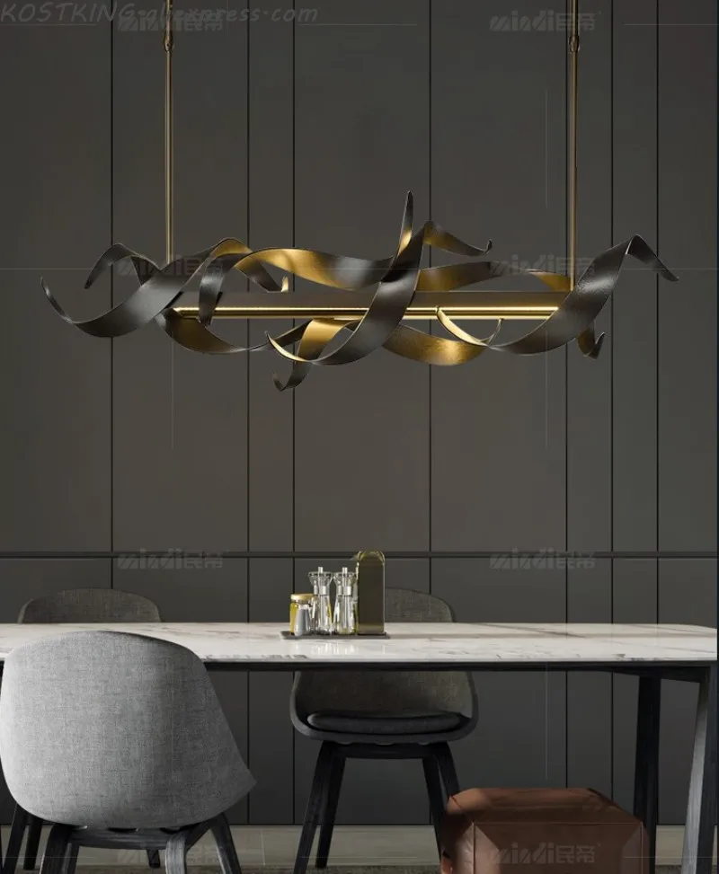 구매 포스트 모던 라이트 럭셔리 LED 레스토랑 펜던트 조명 장식 북유럽 프런트 데스크 램프 간단한 철 아트 바 교수형 램프