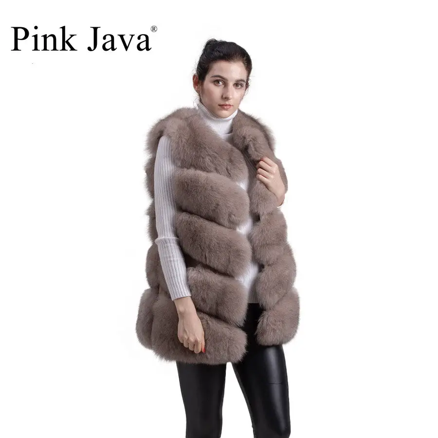 Новое поступление розовый java QC8006 безрукавка из натурального Лисьего меха