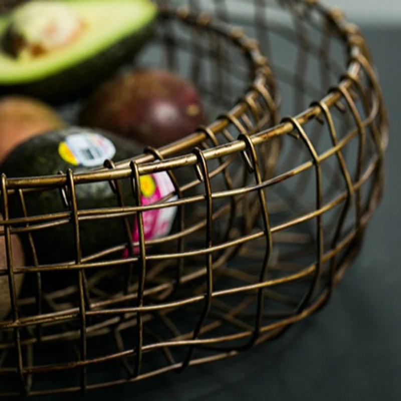 

Vintage Style Metal Wrought Iron Storage Basket Nordic Style Fruit Baking Bread Snack Basket
