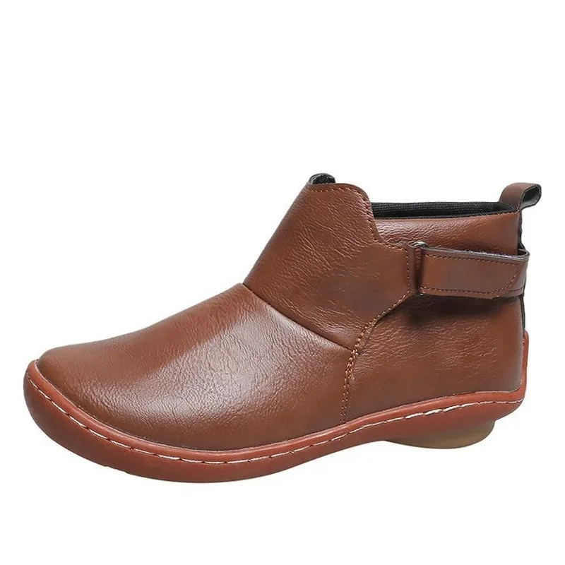 

Retro Autumn Winter Women Boots Ankle Pu Leathers Martin Boots Flats Shoes Woman Casual Fashion Ladies Shoes Plus Size 35-44