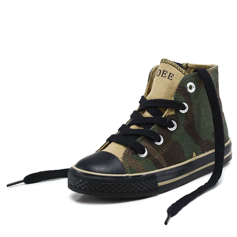 

Children Cool Camouflage Canvas Sneakers Kids Sports School Cloth Shoes Girls Field Traning Casual High Top Board Shoes for Boys