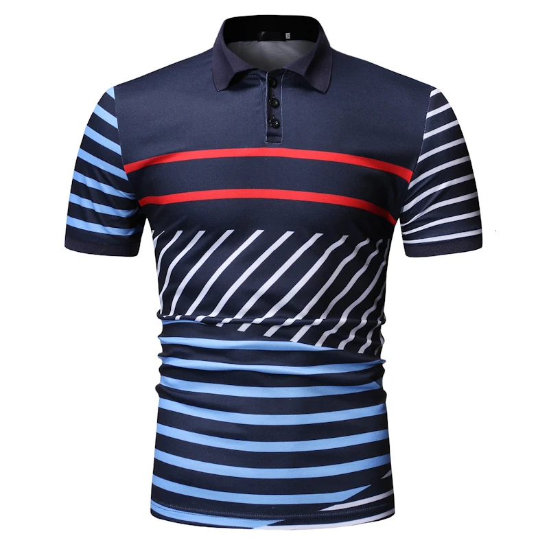 

New Men's Summer Striped Polo Shirt Business Casual Polo Shirt