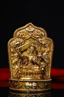 4 tibet buddhism old tibetan silver gilt tracing gem manjusri take the sword guanyin bodhisattva amulet enshrine the buddha