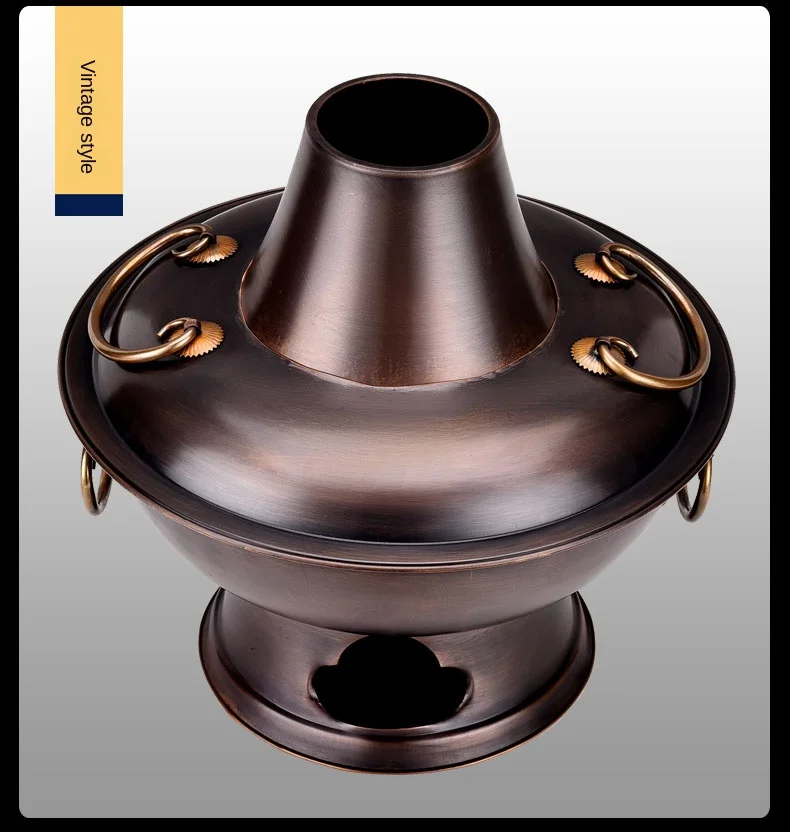 

Super thick copper hot pot pure copper charcoal carbon Yuanyang pot household pure copper old stove old Beijing copper pot pot