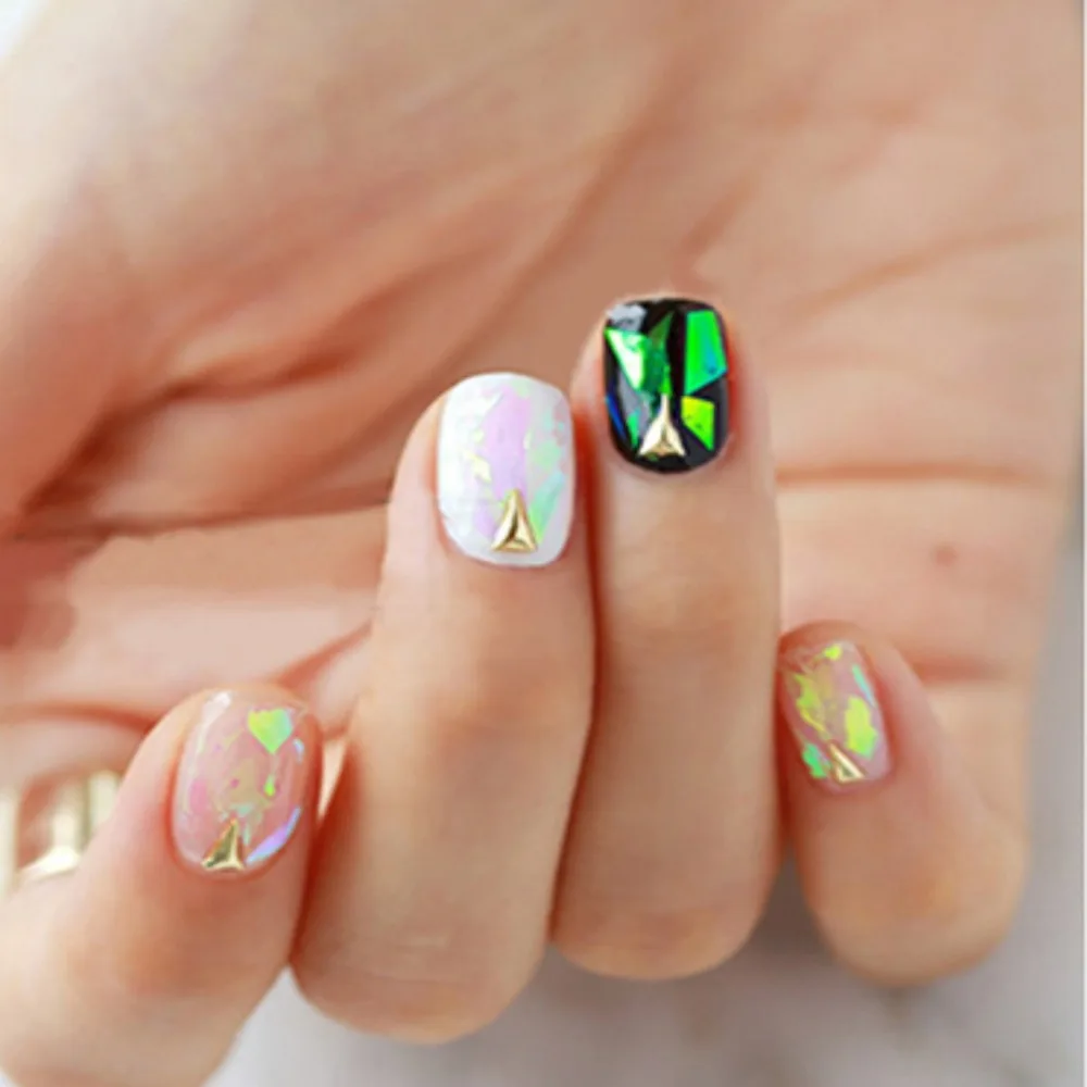 10 шт./лот сделай сам ногтей сломанная стеклянная фольга трафарет на палец