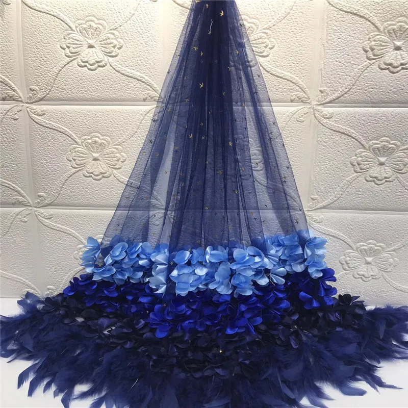 

3D Appliqued lace 2019 Latest French Tulle Lace African Mesh Lace Fabric Sewing for Party Wedding Dress Top Quality zx4-98