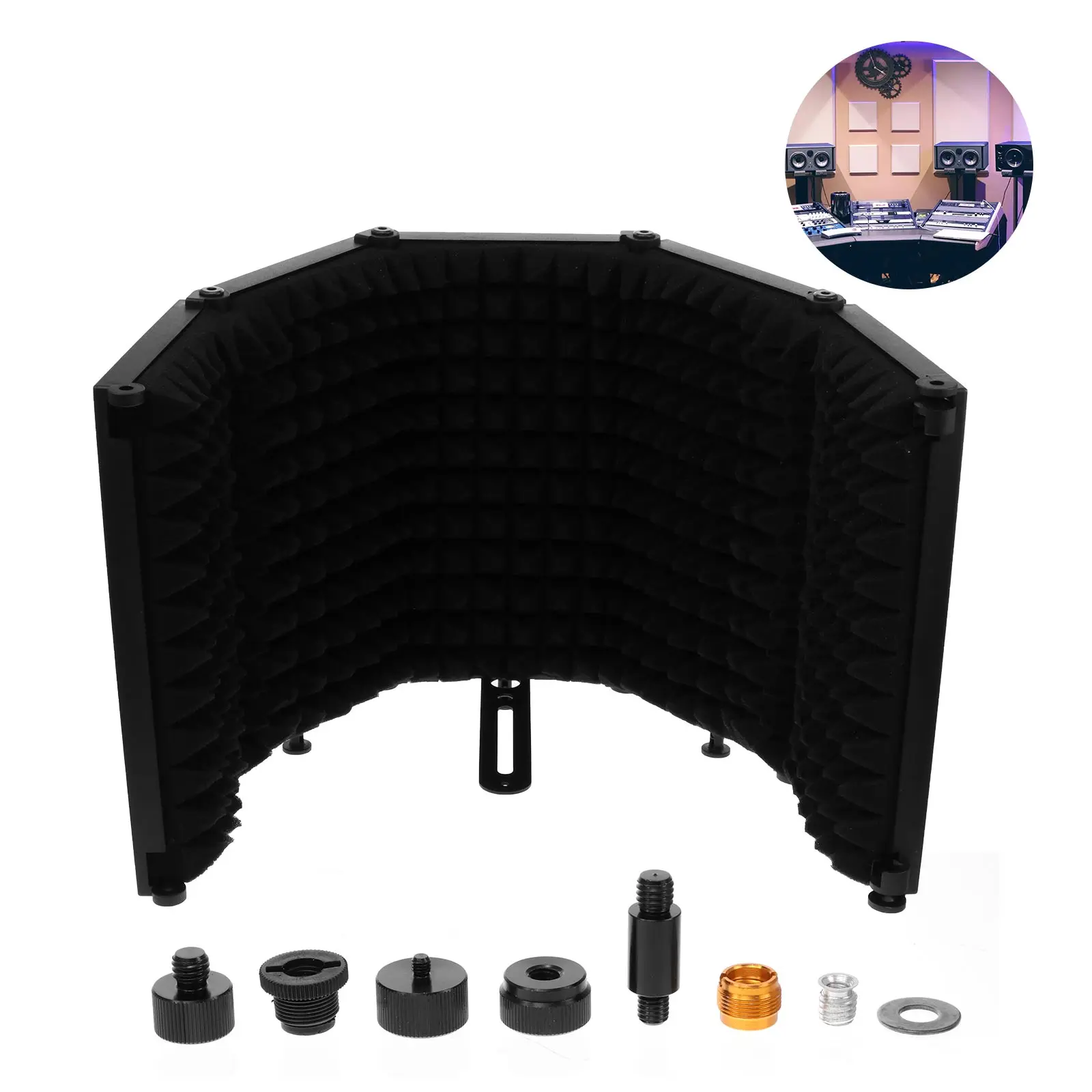 

Panels Microphone Mic Isolation Shield Cover Wind Screen Pop Filter Foldable For Studio Recording Soundproofing 150 Degrees