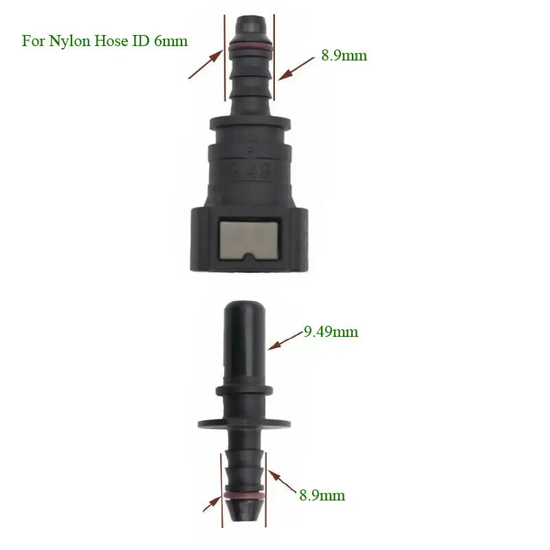 180 Deg SAE 9.49mm Fuel Line Quick Release Connector Nylon Hose ID 6mm(1/4