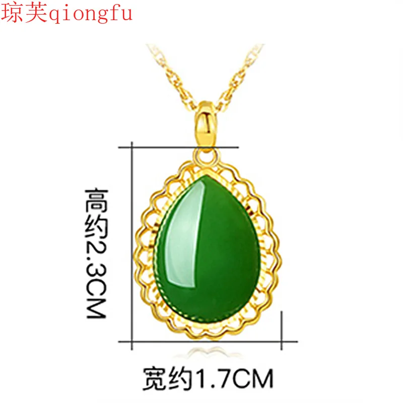 

2021 Chinese style new water drop green jade pendant women's necklace simple and fashionable Gifts for women spiritual jewelry