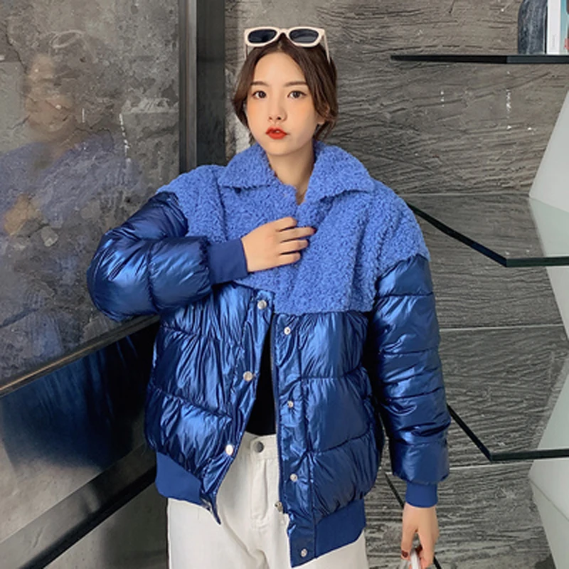 Спортивная зимняя куртка Женская парка пуховое хлопковое пальто с мехом размер