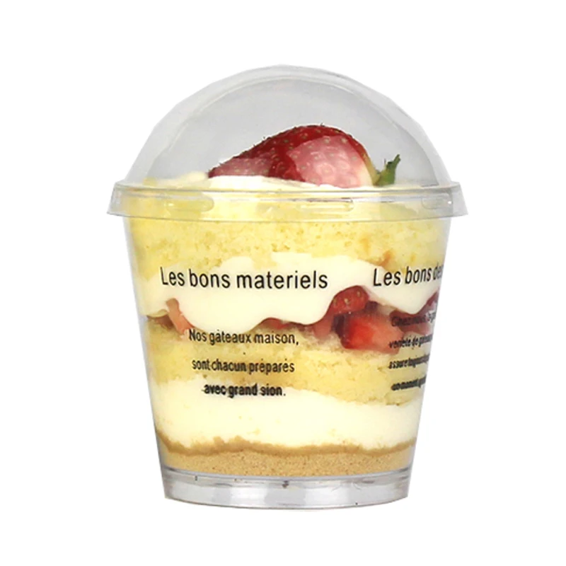 

50pcs High quality creative round transparent dessert cups wedding birthday party favor DIY decoration cake plastic cup with lid