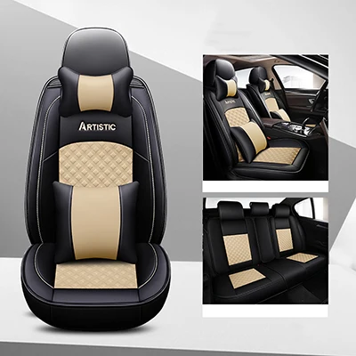 5D кожаный чехол для автомобильного сиденья honda civic accord подходит для CRV XRV HRV INSPIRE Odyssey Jazz City crosstour crider все модели - Название цвета: black beige pillow