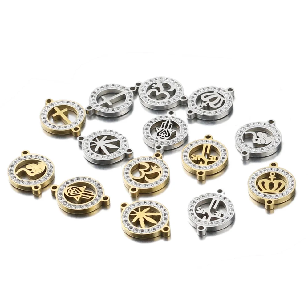 5 шт./лот золотой крест кленовый лист нержавеющая сталь высокое качество круглый